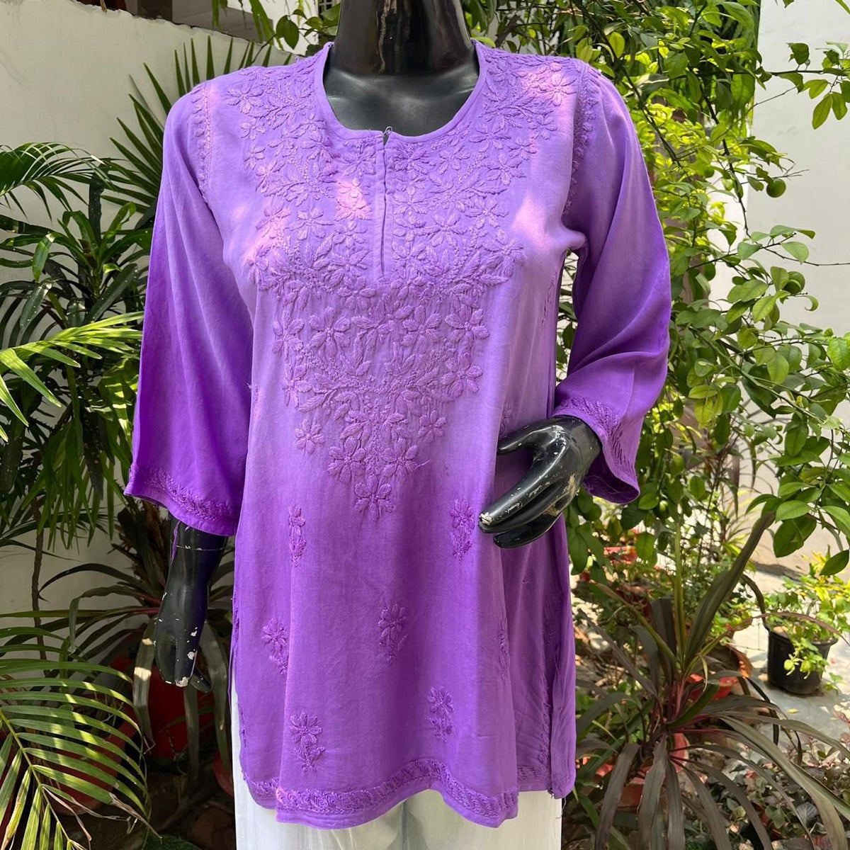 Ombre Short Chikankari Kurti