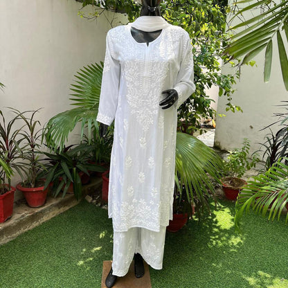 Farheen White Soft Cotton Chikankari Kurta Set