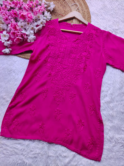 Cotton Short Chikankari Kurti