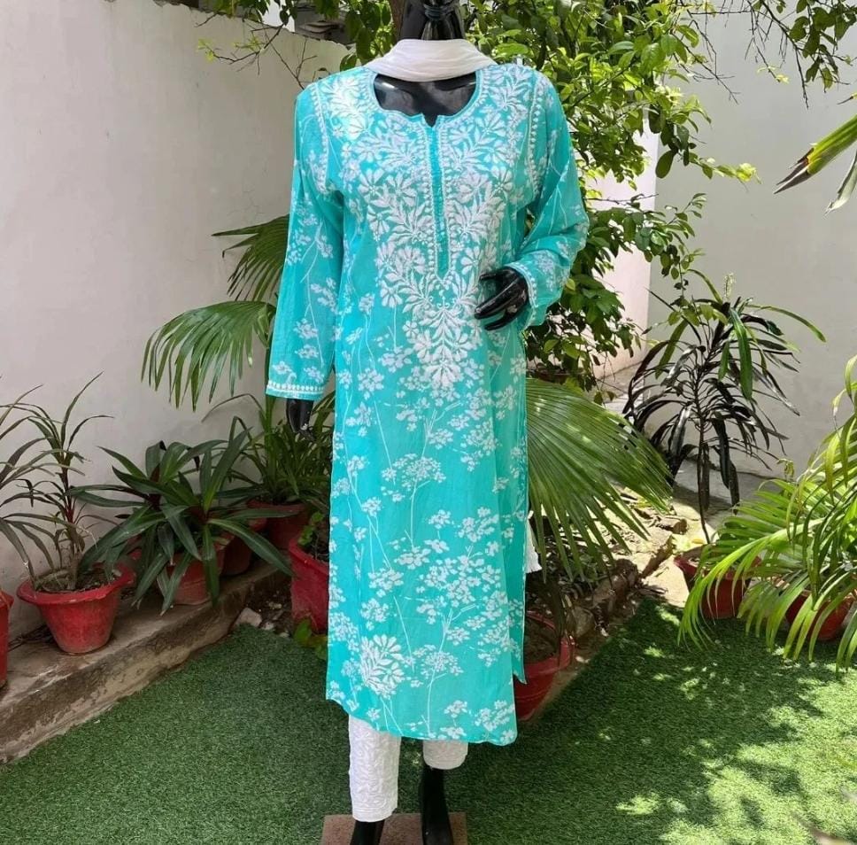 Best Seller Mulmul Cotton Long Chikankari kurti