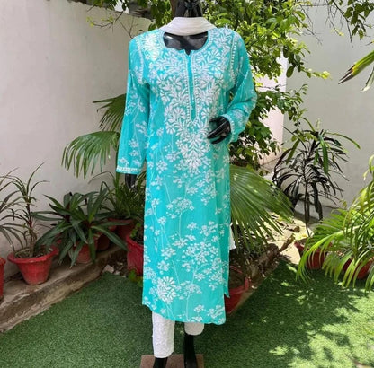 Best Seller Mulmul Cotton Long Chikankari kurti