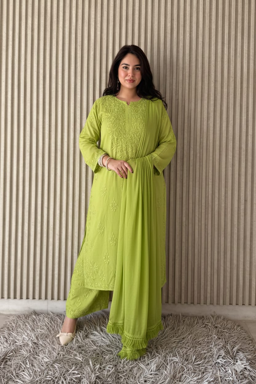 Farah Soft Cotton Modal Chikankari Suit Set