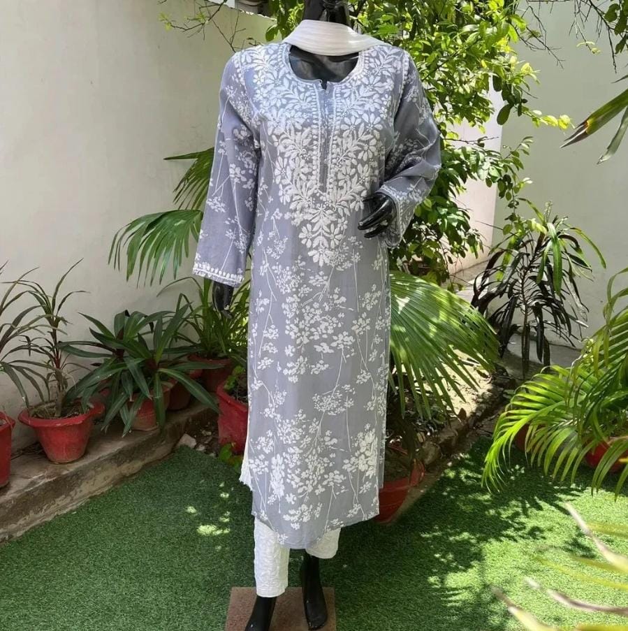 Best Seller Mulmul Cotton Long Chikankari kurti