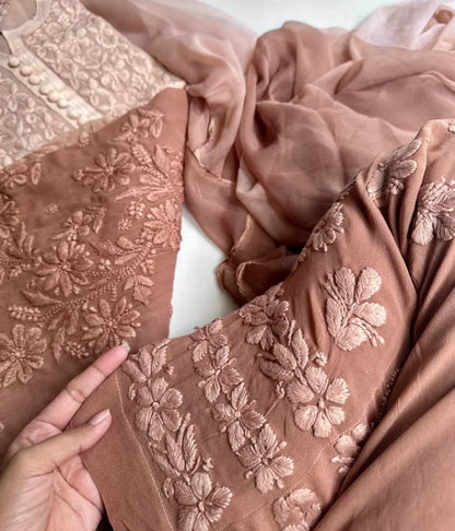 Nazia 3d Handembroidred Viscose Chikankari Set