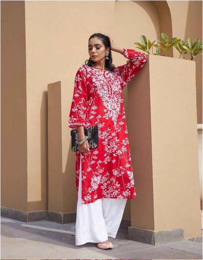 Best Seller Mulmul Cotton Long Chikankari kurti