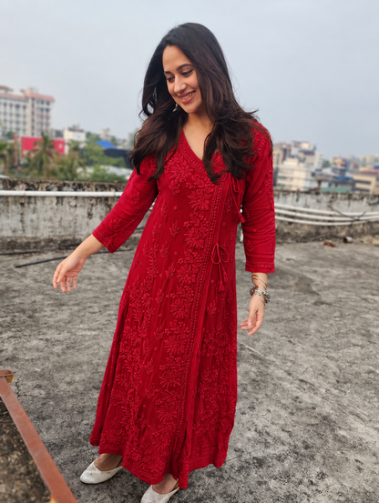 Angrakha - Pure Viscose Georgette 3D Handembroired