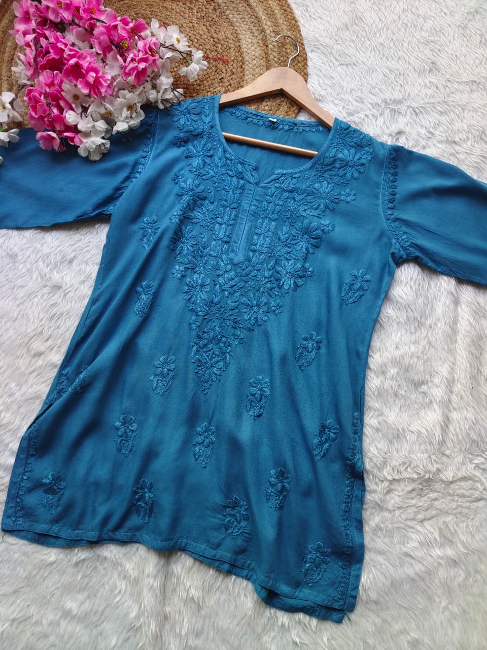 Cotton Short Chikankari Kurti