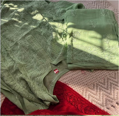 Dia Pure Full Jaal Georgette Fine Chikankari Kurta Set