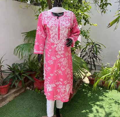 Best Seller Mulmul Cotton Long Chikankari kurti