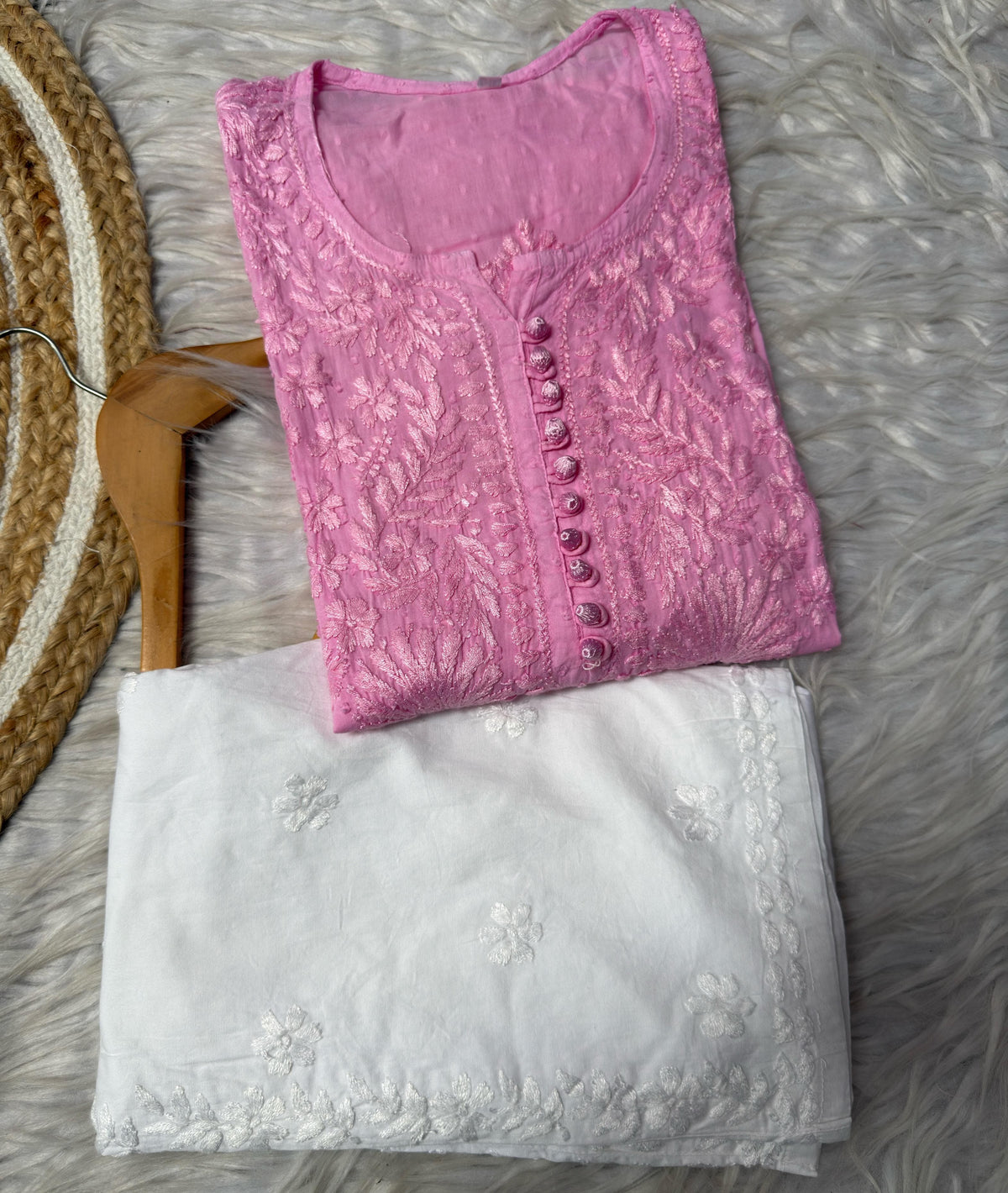 Farah Bloom Pastel Edit -Dobby Cotton Chikankari Long Kurta