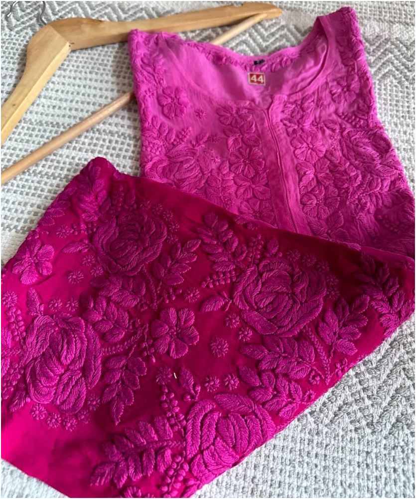 Kiara Rose Panel 5D Handembroidred Viscose Chikankari long kurta