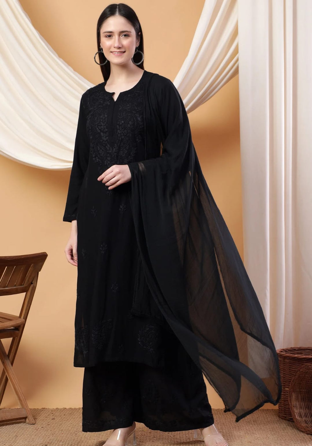 Sarah Ombre Soft Reyon Chikankari set