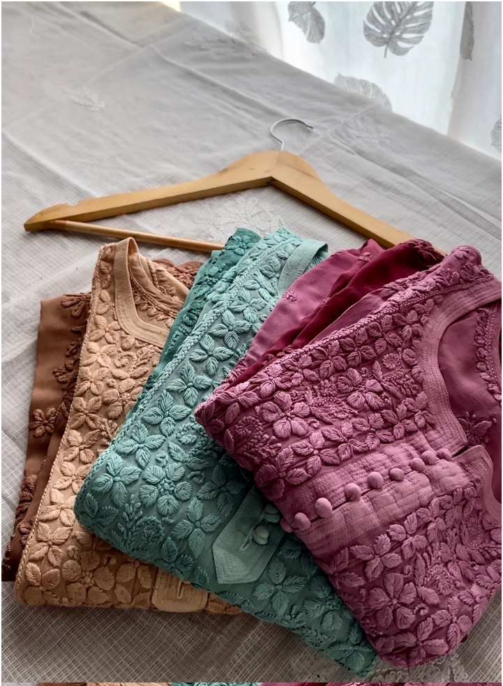 Nazia 3d Handembroidred Viscose Chikankari Set