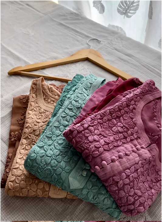 Nazia 3d Handembroidred Viscose Chikankari Set