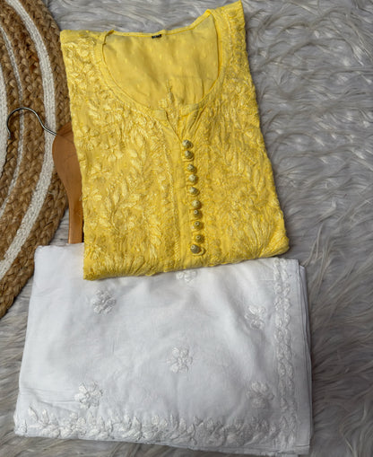 Farah Bloom Pastel Edit -Dobby Cotton Chikankari Long Kurta