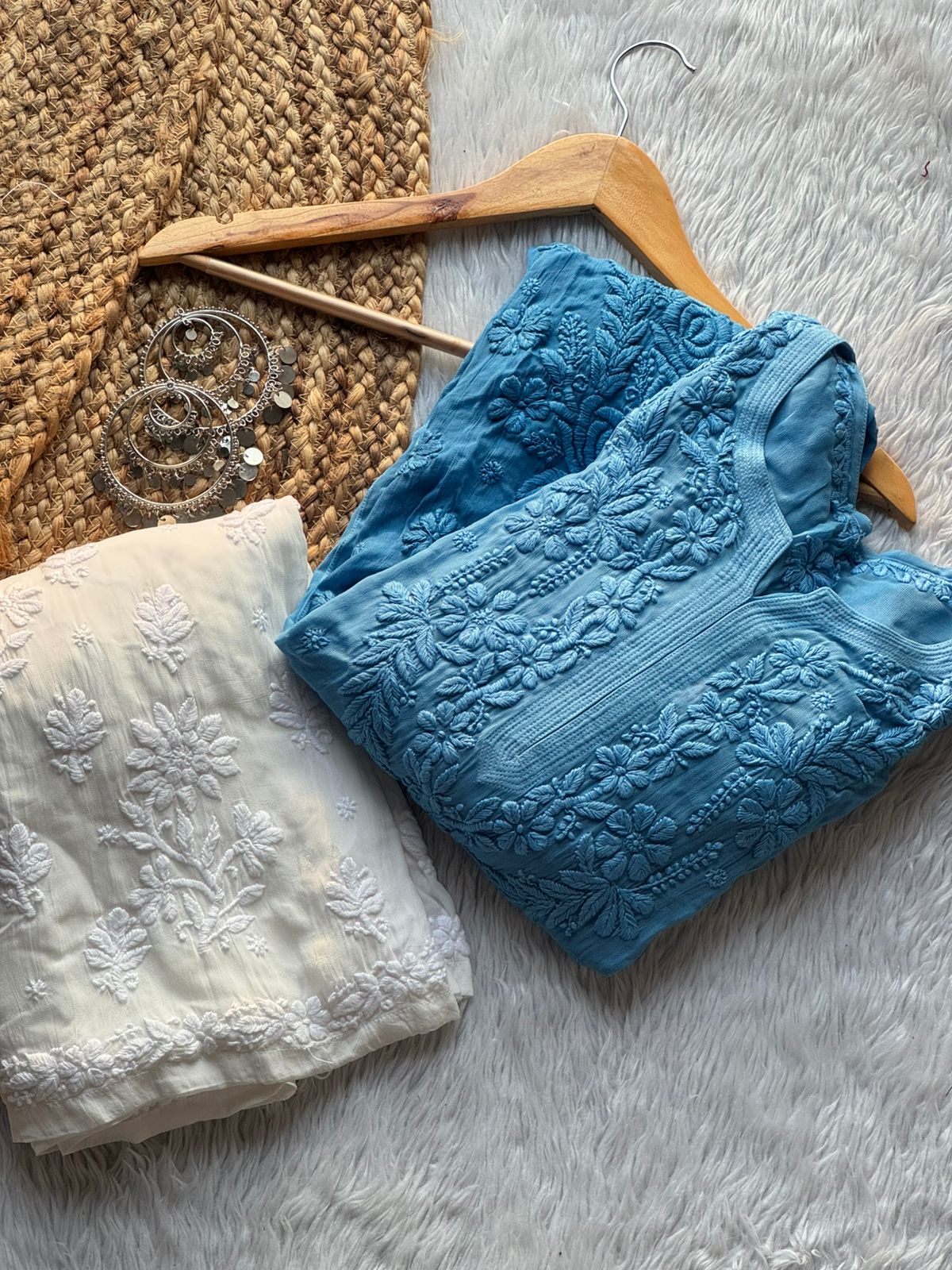 Handembroidred 3D Chikankari Viscose Set