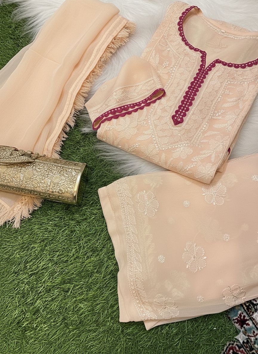 Full Jaal Resham Thread Hand Embroidered Viscose Set