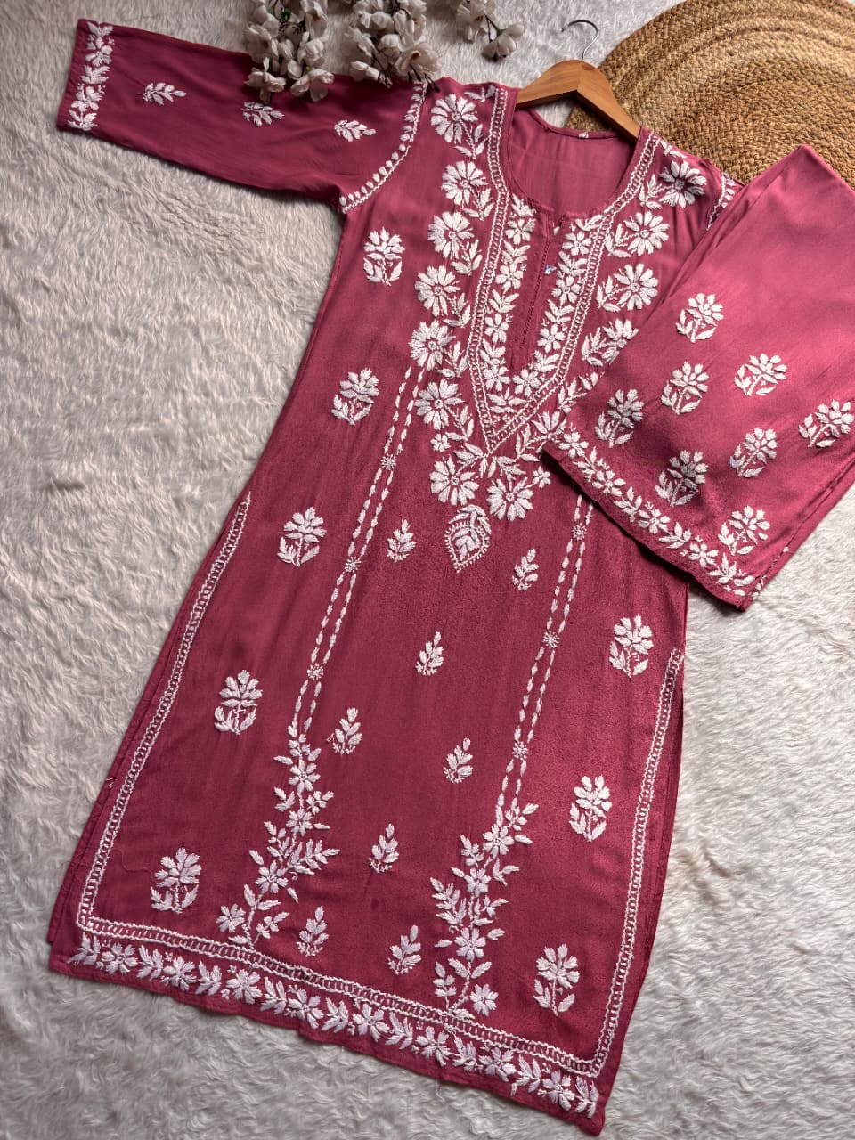 Reyon Cotton Chikankari Cord Set