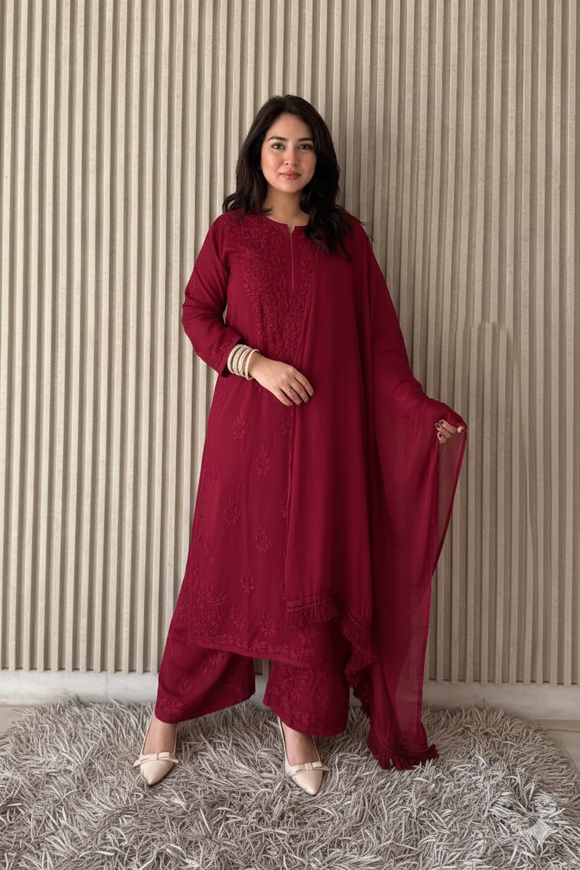 Farah Soft Cotton Modal Chikankari Suit Set