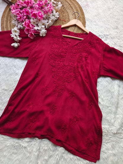 Cotton Short Chikankari Kurti