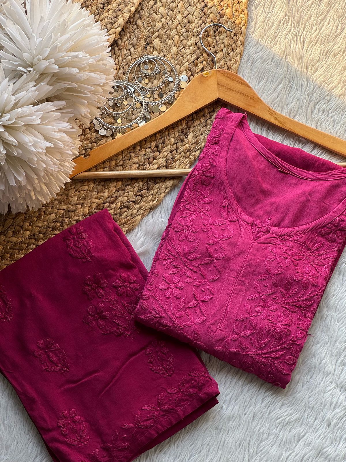 Ombre Chikankari kurta bottom Co-ord Set