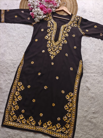 Dual Thread Chikankari Long Kurti