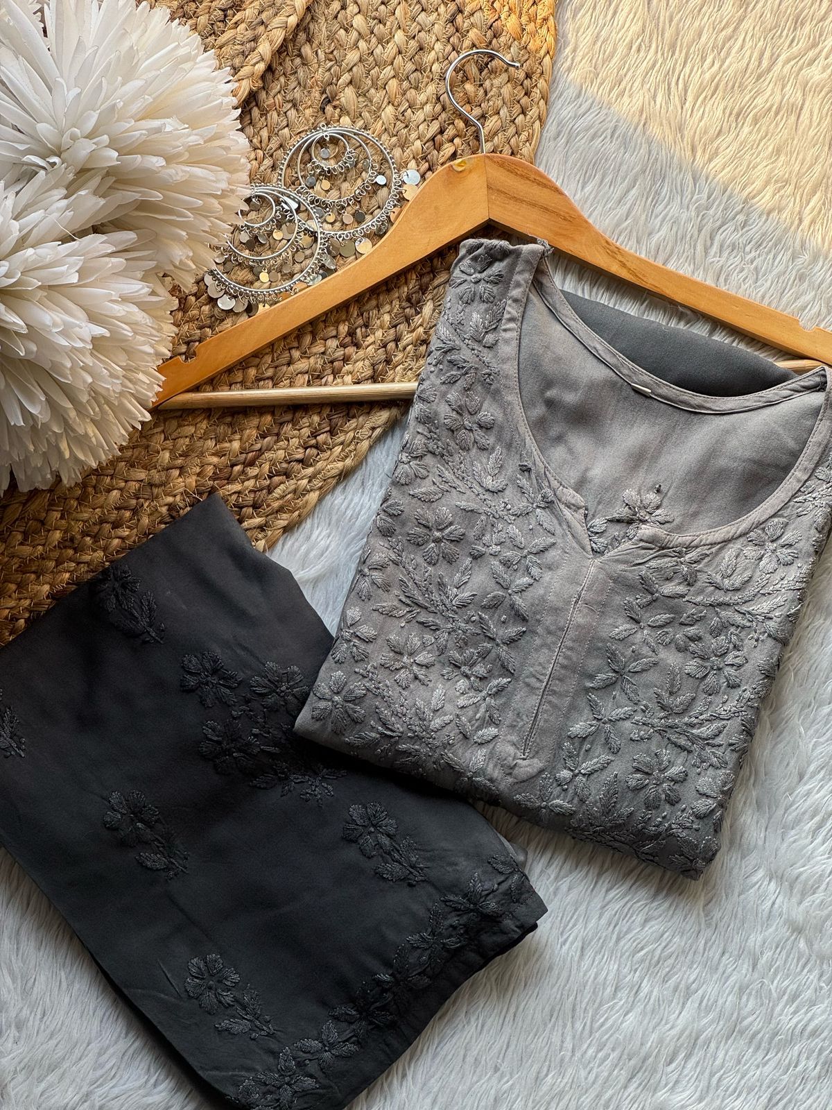 Ombre Chikankari kurta bottom Co-ord Set