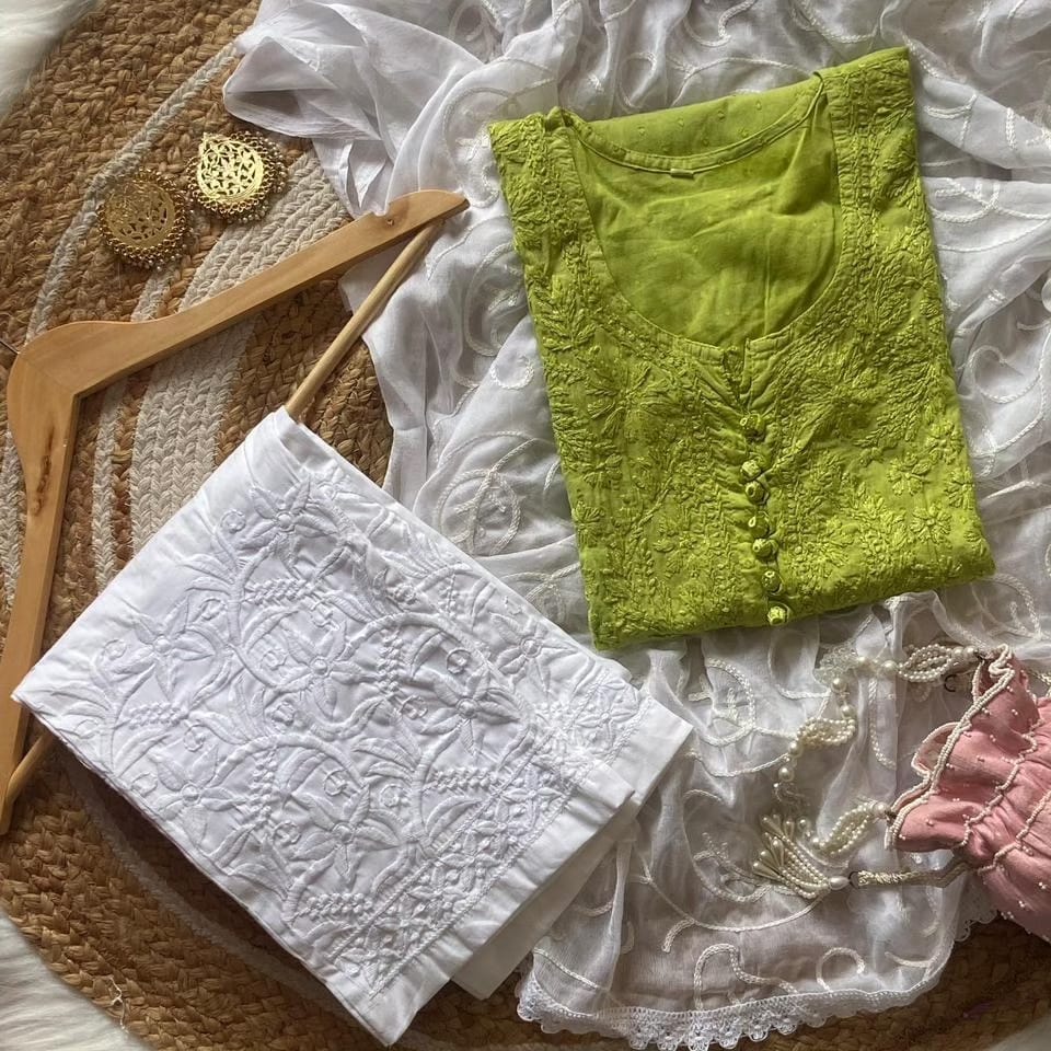 Mulmul Cotton Chikankari Suit Set