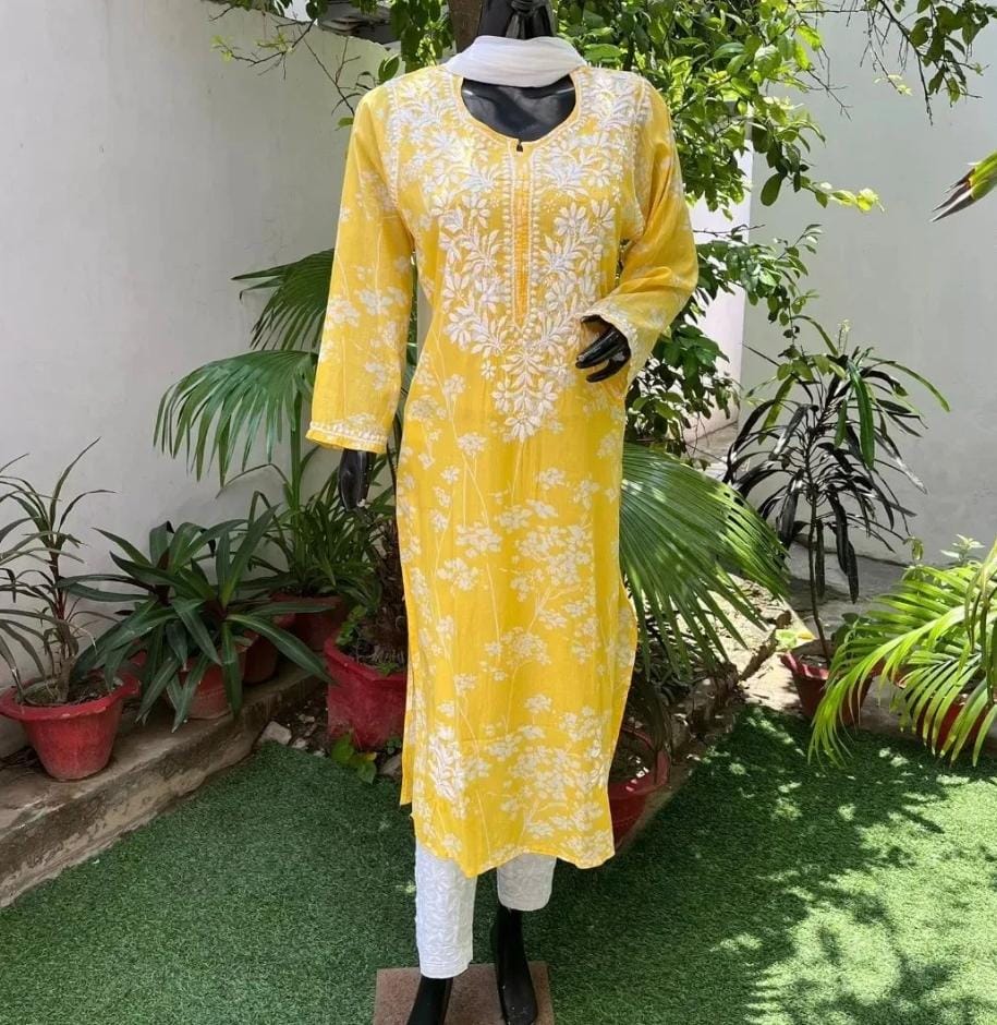 Best Seller Mulmul Cotton Long Chikankari kurti