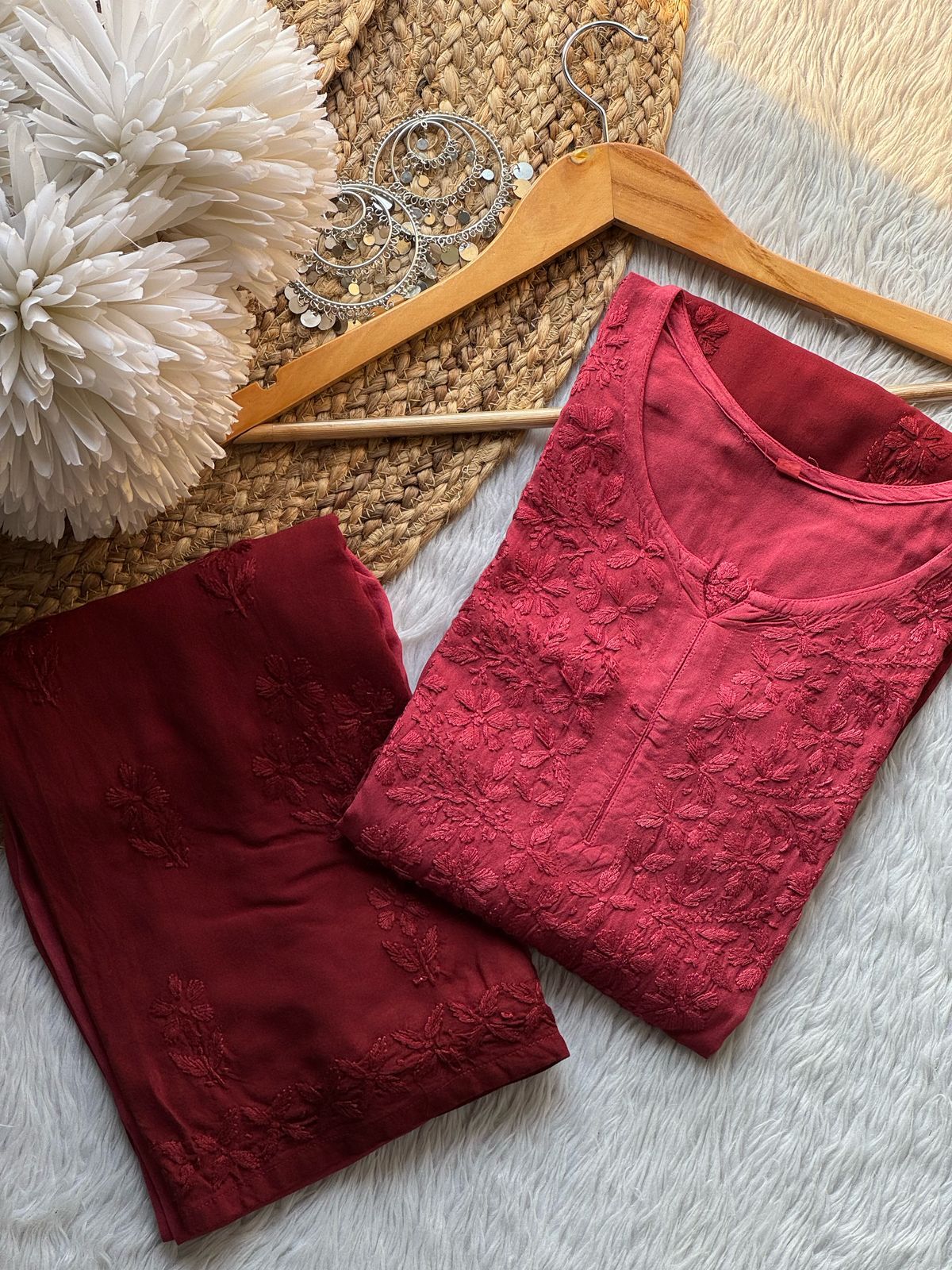 Ombre Chikankari kurta bottom Co-ord Set