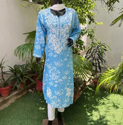 Best Seller Mulmul Cotton Long Chikankari kurti