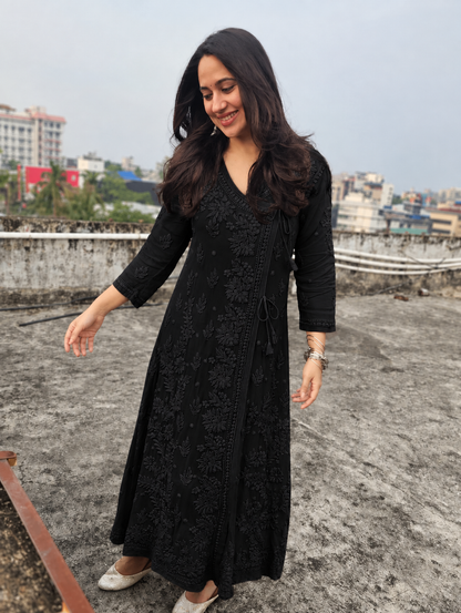 Angrakha - Pure Viscose Georgette 3D Handembroired