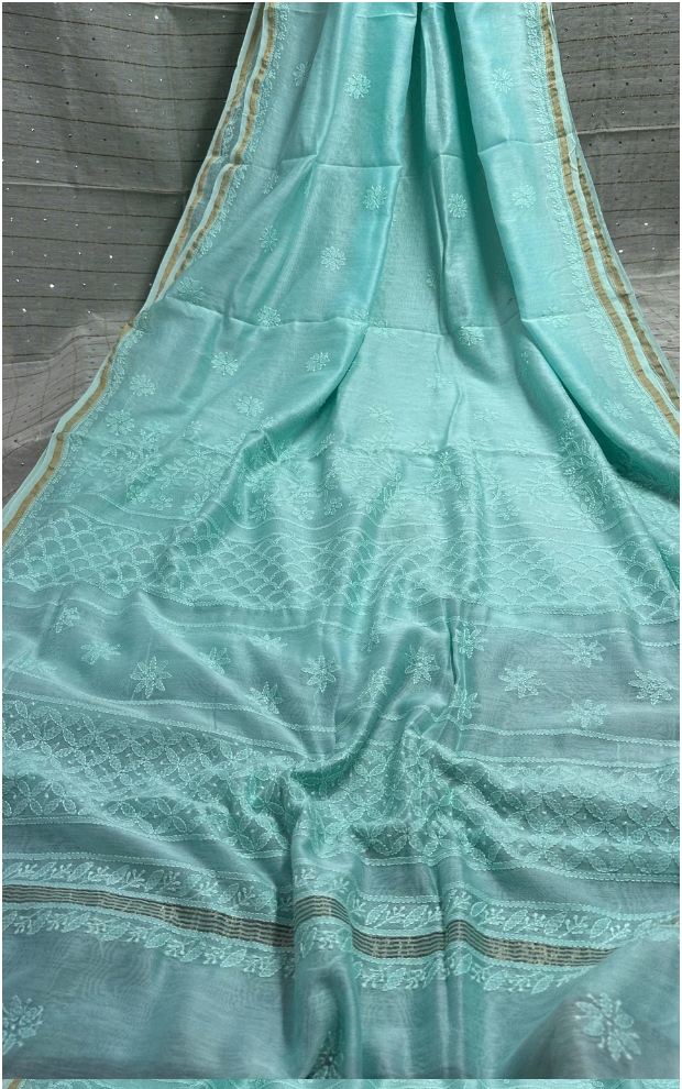 Vidushi Sea Green pure Chanderi silk sarees