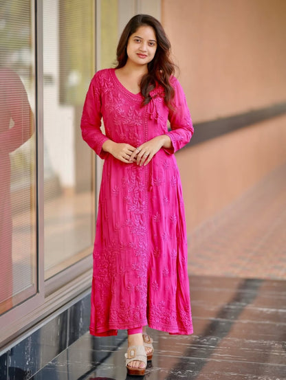 Angrakha - Pure Viscose Georgette 3D Handembroired