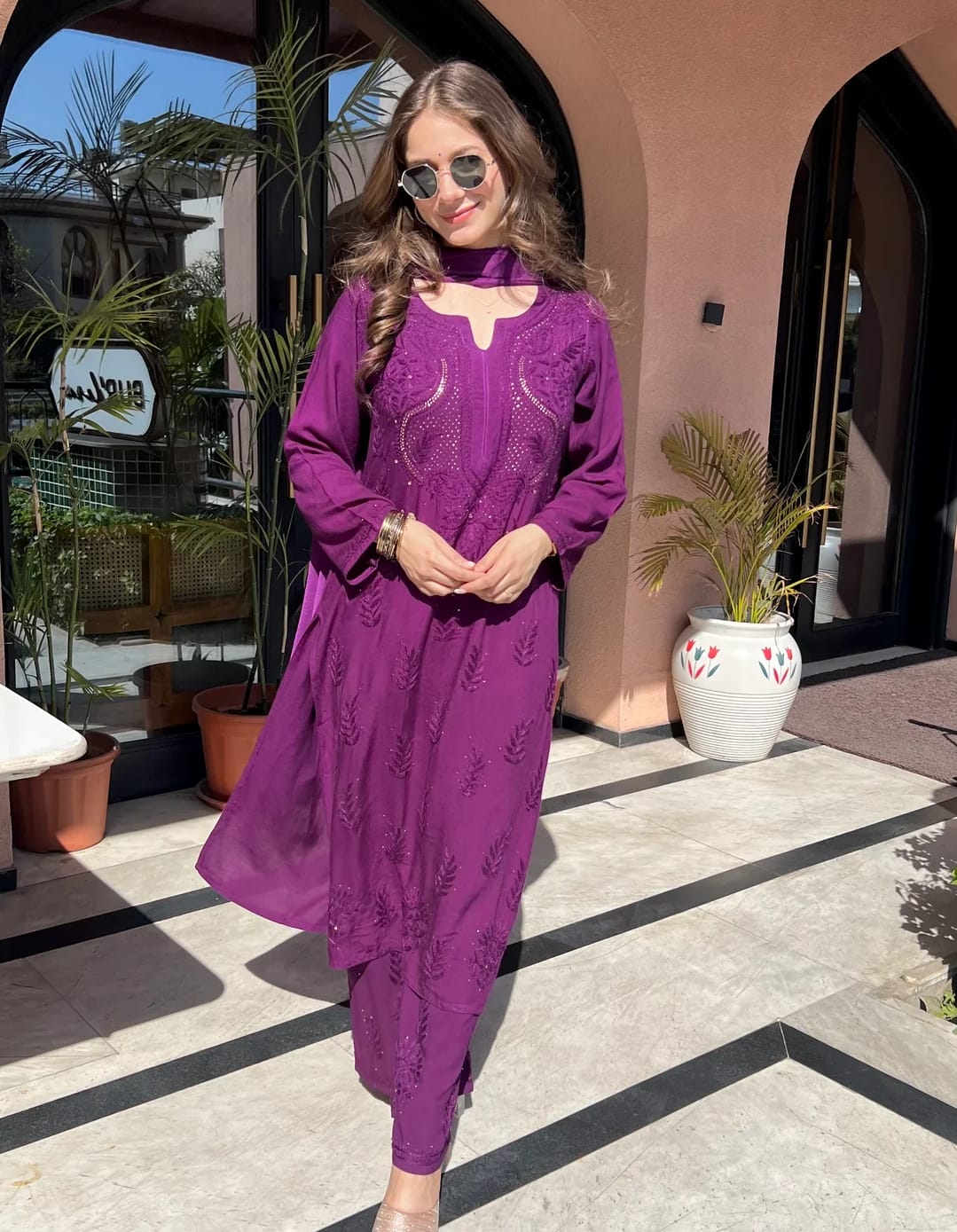 Chandani Premium Soft Rayon Mukaish Work Kurta Set