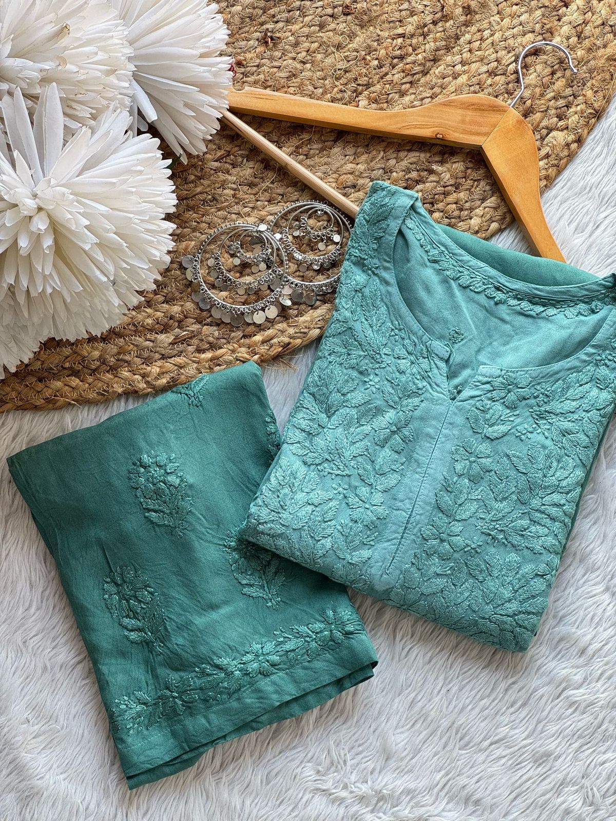 Ombre Chikankari kurta bottom Co-ord Set