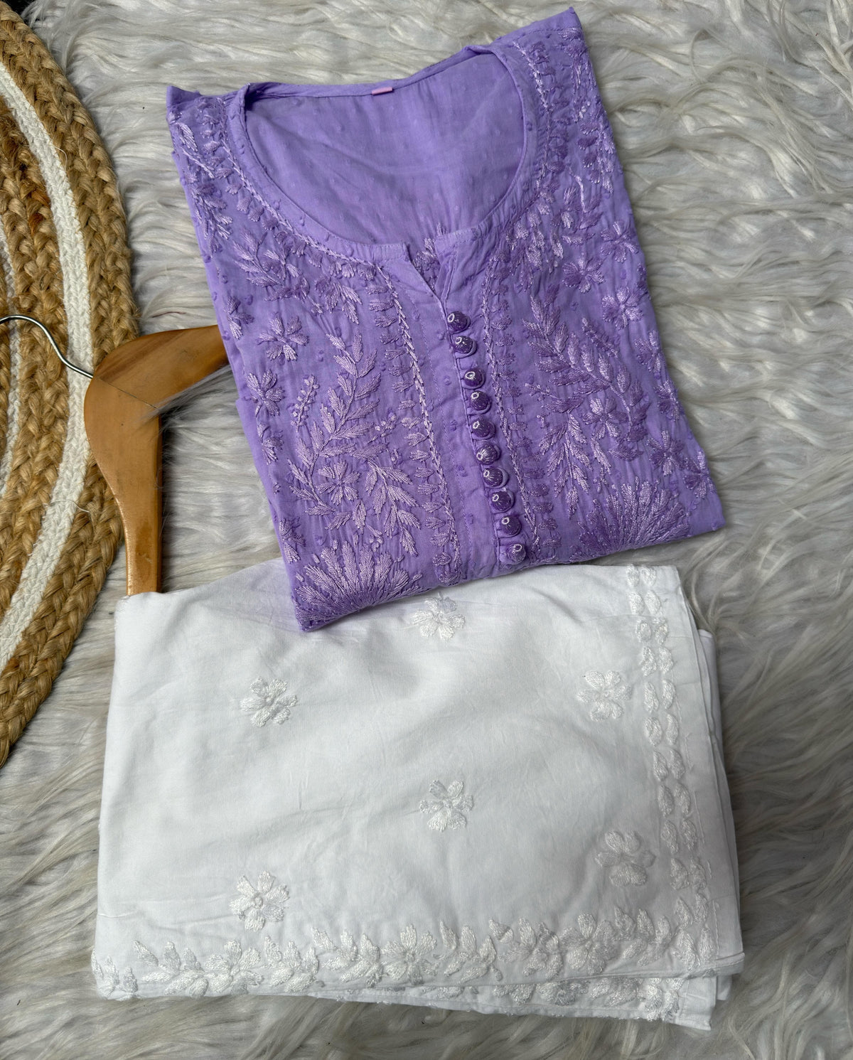 Farah Bloom Pastel Edit -Dobby Cotton Chikankari Long Kurta