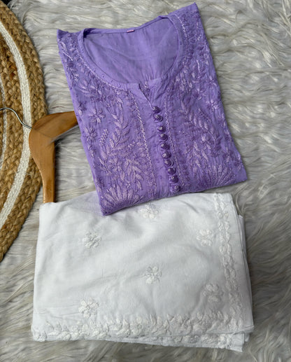 Farah Bloom Pastel Edit -Dobby Cotton Chikankari Long Kurta