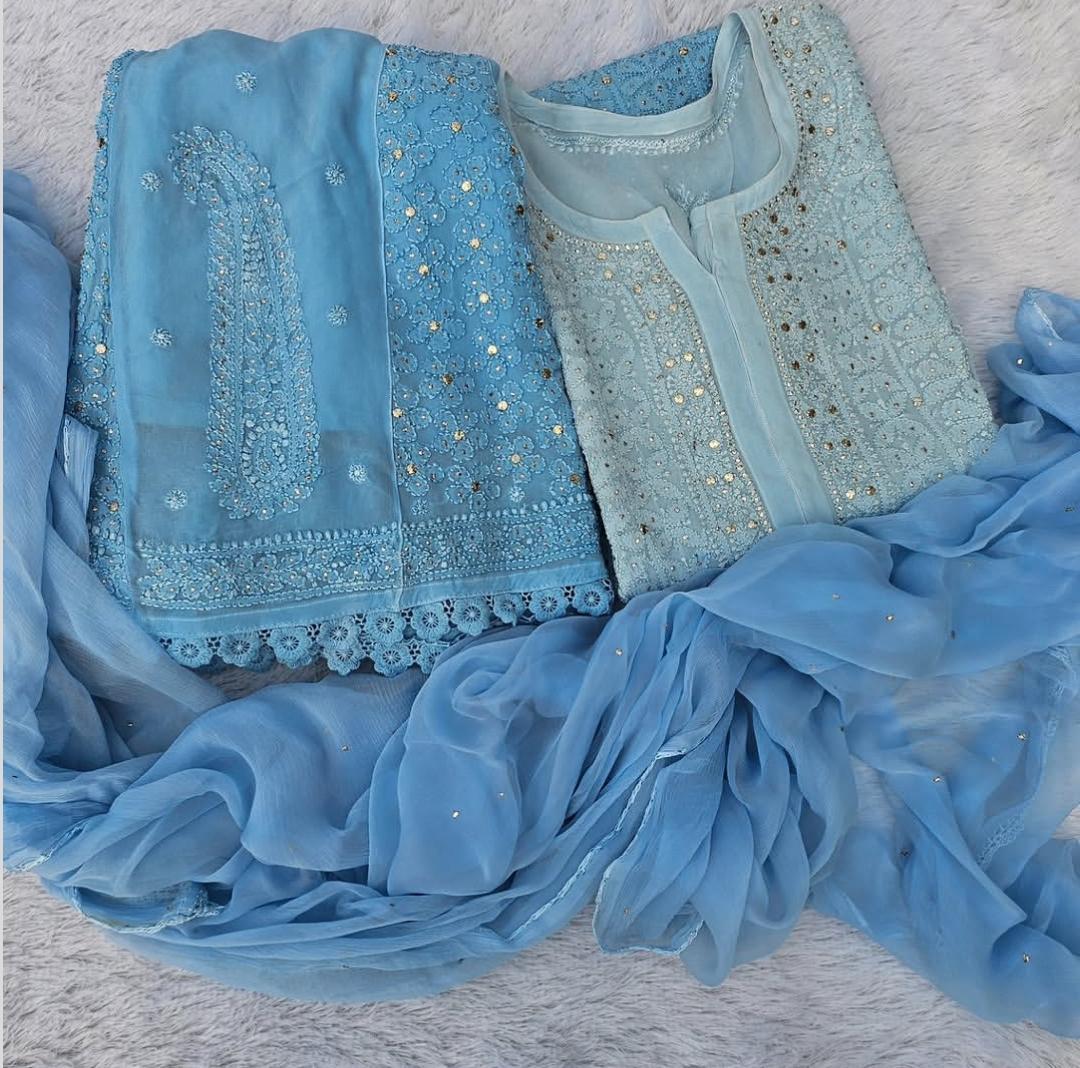 Rosy Pure Viscose Full Jaal Mukaish Set
