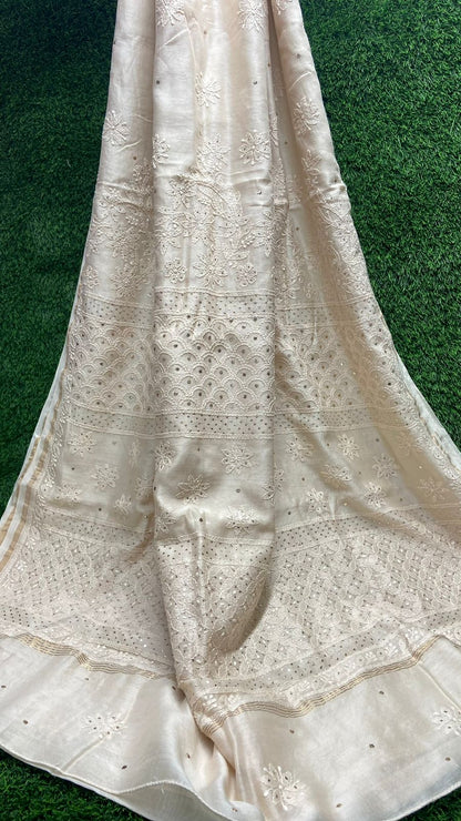 Vidushi Pure Chanderi Chikankari Saree