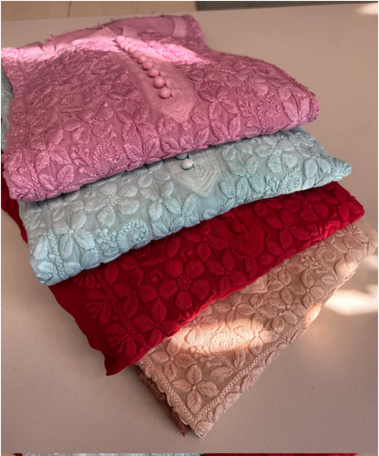Nazia 3d Handembroidred Viscose Chikankari Set