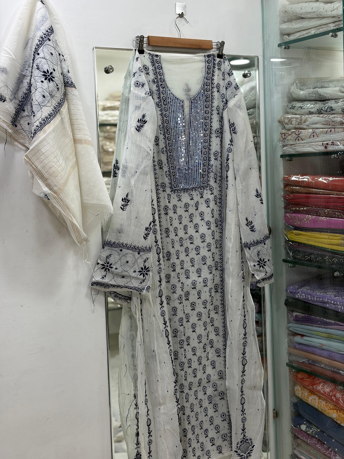 Unstitched Pure Mul Chanderi Anarkali Suit Set