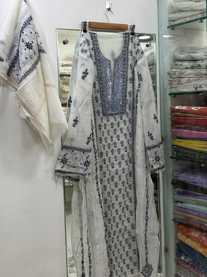 Unstitched Pure Mul Chanderi Anarkali Suit Set