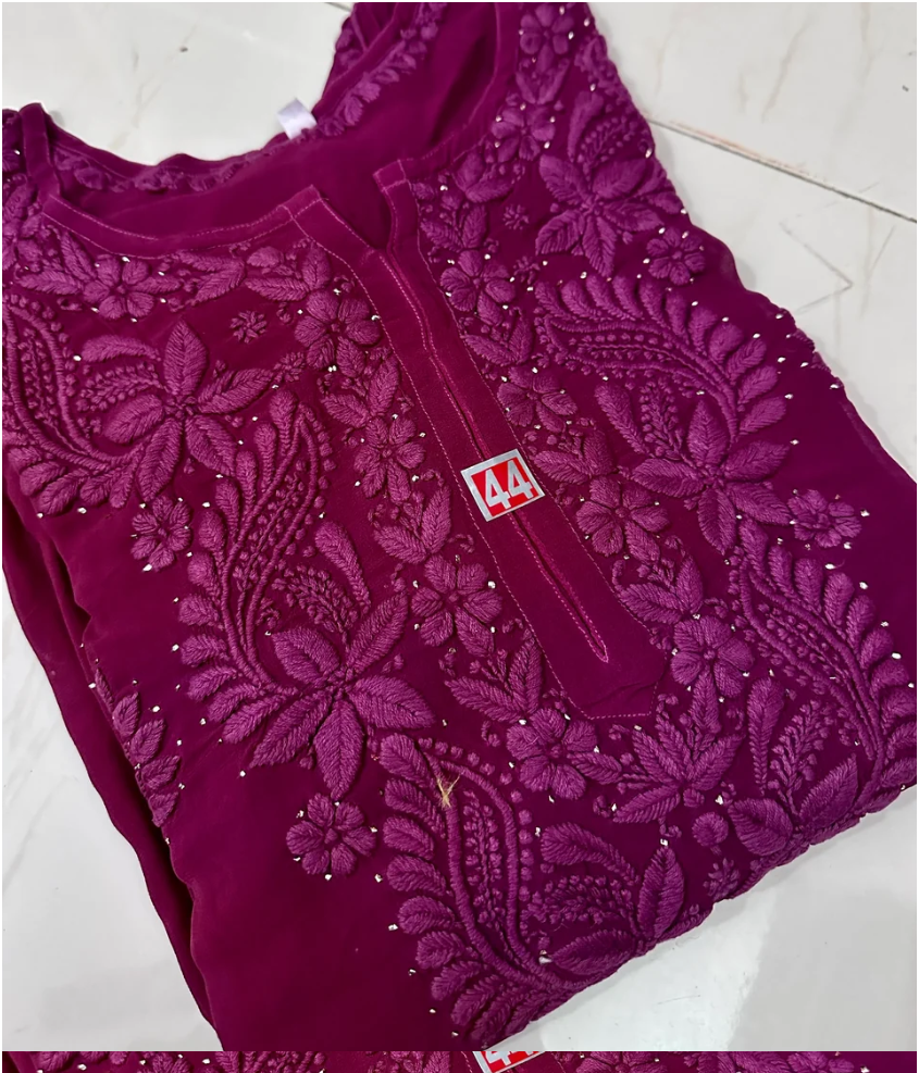 Aarifa Haniya Pure Viscose Georgette 3D Handembroidred Chikankari Set