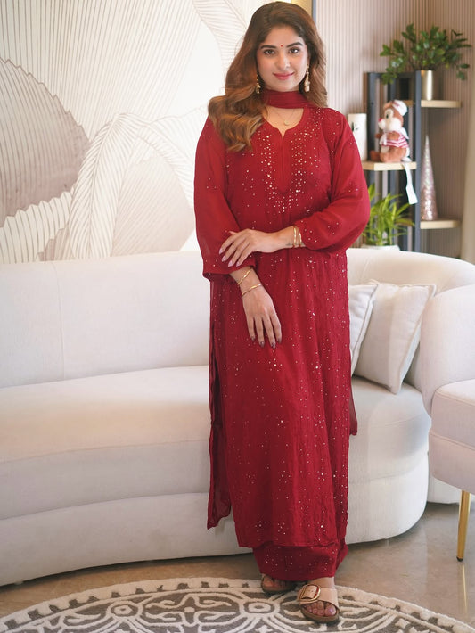 Iva Festive Launch - Premium Viscsoe Chikankari Set
