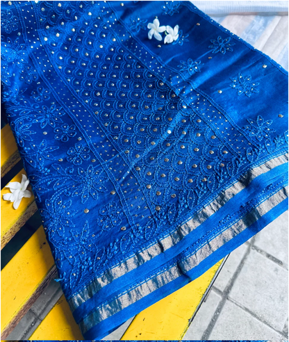Vidushi Pure Chanderi Chikankari Saree