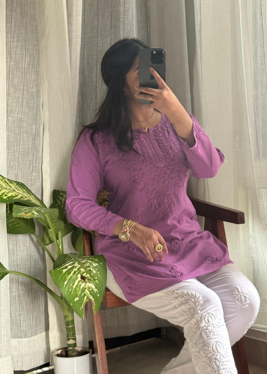 Mona Short Reyon Chikankari Kurta
