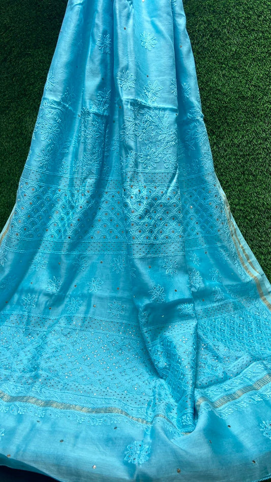Vidushi Pure Chanderi Chikankari Saree
