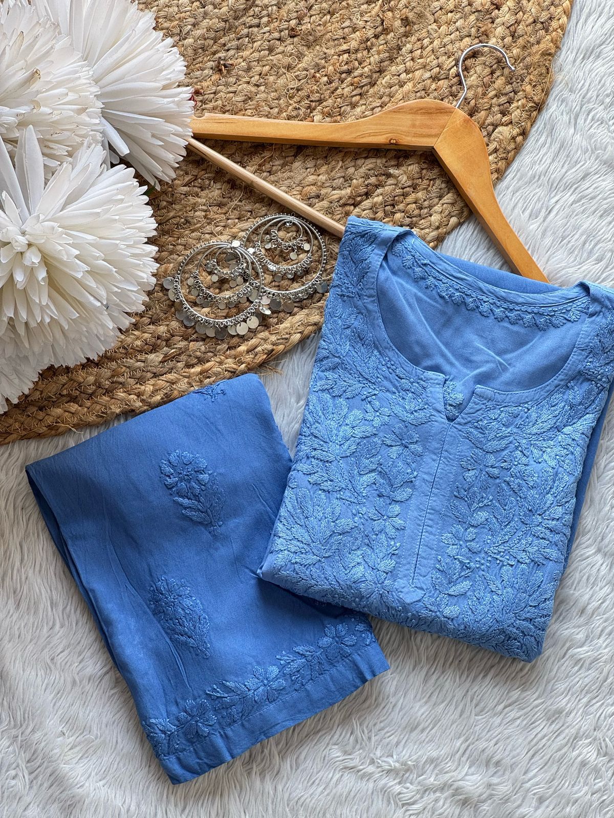 Ombre Chikankari kurta bottom Co-ord Set
