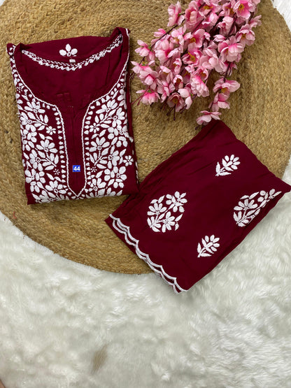 Aahana Soft Cotton Scallop Work Coord Set